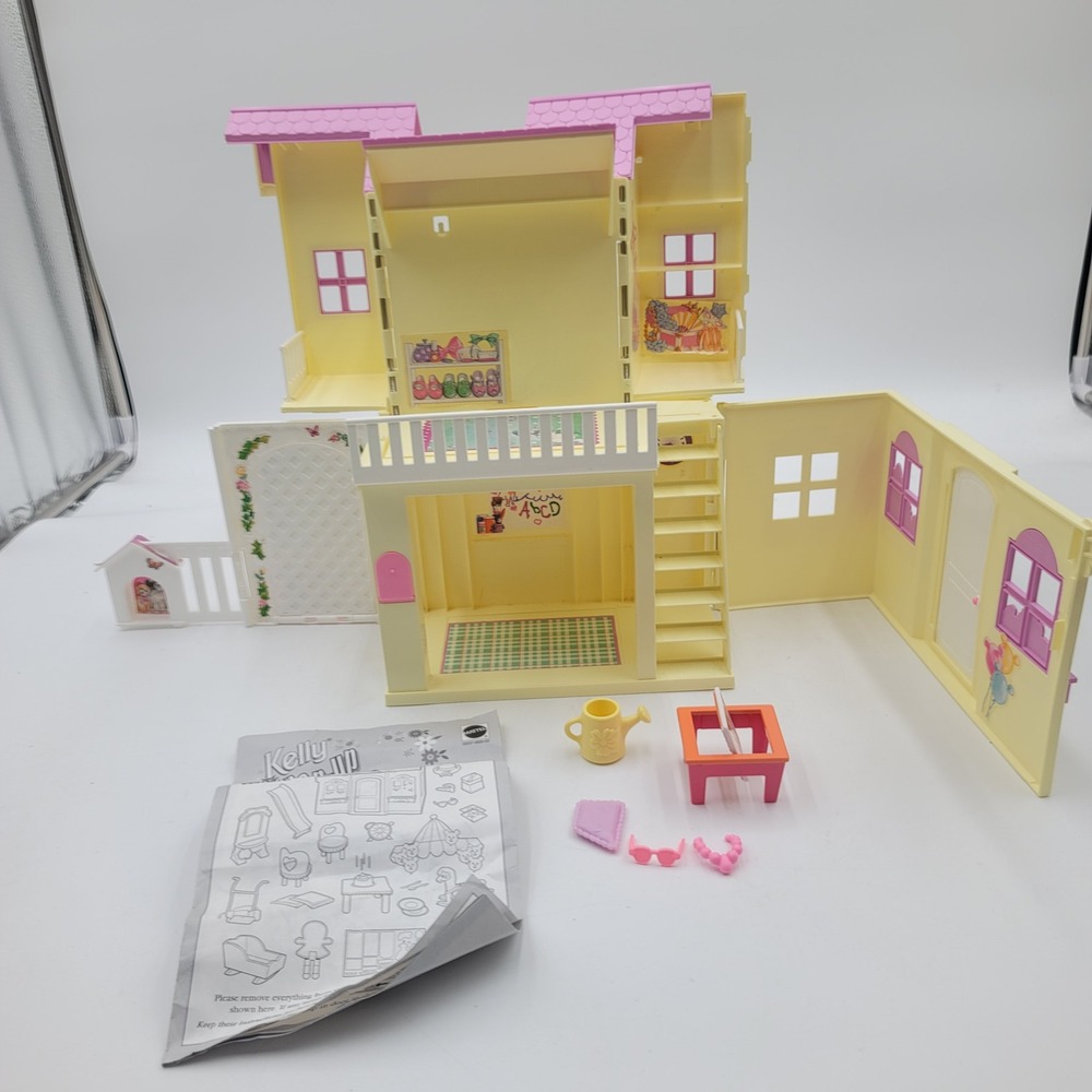 Vintage 1999 Mattel Kelly Pop-Up Play House Barbie Dollhouse‎ 22037 Yellow Pink